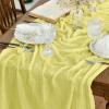 Artoid Mode Boho Cheesecloth Gauze Dusty Pink Wedding Table Runner, 120 Inch Seasonal Fabric Kitchen Dining Holiday Table Decor for Home Party Indoor(Light Yellow)