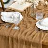 Artoid Mode Boho Cheesecloth Gauze Dusty Pink Wedding Table Runner, 120 Inch Seasonal Fabric Kitchen Dining Holiday Table Decor for Home Party Indoor(Mustard Yellow)