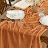 Artoid Mode Boho Cheesecloth Gauze Dusty Pink Wedding Table Runner, 120 Inch Seasonal Fabric Kitchen Dining Holiday Table Decor for Home Party Indoor(Orange)