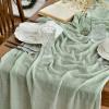 Artoid Mode Boho Cheesecloth Gauze Dusty Pink Wedding Table Runner, 120 Inch Seasonal Fabric Kitchen Dining Holiday Table Decor for Home Party Indoor(Sage Green)