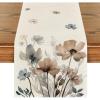Artoid Mode Brown Poppy Floral Leaves Spring Table Runner, Seasonal Summer Kitchen Dining Table Decoration for Home Party Decor 13×72 Inch(Brown)