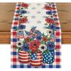 Artoid Mode Buffalo Plaid Vases Flowers Patriotic Memorial Day 4th of July Table Runner, Independence Day Holiday Kitchen Dining Table Decor for Home Party Decoration 13 x 72 Inch(Blue/Red)