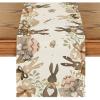 Artoid Mode Bunny Egg Carrot Bowknot Leaves Easter Table Runner, Seasonal Spring Kitchen Dining Table Decoration for Home Party Decor 13×72 Inch(Brown)