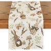 Artoid Mode Bunny Rabbit Eucalyptus Eggs Carrots Easter Table Runner, Seasonal Spring Kitchen Dining Table Decoration for Home Party Decor 13×72 Inch(Beige)