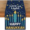 Artoid Mode Candle Hexagram Love and Light Happy Hanukkah Table Runner, Chanukah Kitchen Dining Table Decoration for Home Party Decor 13×72 Inch