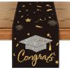 Artoid Mode Congrats Table Runner Diploma Cap, 2025 Graduation Holiday Kitchen Dining Table Runners for Home Party Decor 13 x 36 Inch(Black)