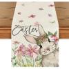 Artoid Mode Daisy Bunny Rabbit Easter Table Runner, Seasonal Spring Kitchen Dining Table Decoration for Home Party Decor 13×72 Inch(Beige)