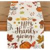 Artoid Mode Happy Thanks Giving Pumpkin Maple Leaves Thanksgiving Table Runner, Autumn Fall Kitchen Dining Table Decoration for Home Party Decor 13×72 Inch