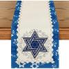 Artoid Mode Hexagram Hanukkah Table Runner, Star of David Jewish Menorah Passover Chanukah Holiday Kitchen Dining Table Decoration for Indoor Outdoor Home Party Decor 13 x 72 Inch(Blue)