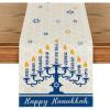 Artoid Mode Menorah Candle Hexagram Happy Hanukkah Table Runner, Peace Love and Light Chanukah Kitchen Dining Table Decoration for Home Party Decor 13×72 Inch
