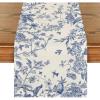 Artoid Mode Monochrome Sketch Birds and Flowers Spring Table Runner, Seasonal Summer Fall Kitchen Dining Table Decoration for Home Party Decor 13×72 Inch(Blue/Beige)