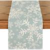 Artoid Mode Navy Blue Snowflakes Christmas Table Runner, Seasonal Winter Holiday Kitchen Dining Table Decoration for Home Party Decor 13×72 Inch(Aqua)