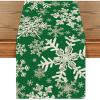 Artoid Mode Navy Blue Snowflakes Christmas Table Runner, Seasonal Winter Holiday Kitchen Dining Table Decoration for Home Party Decor 13×72 Inch(Green)