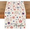 Artoid Mode Patriotic Freedom Stars 4th of July Table Runner, Memorial Day Holiday Kitchen Dining Table Decor for Indoor Outdoor Home Party Decoration 13 x 72 Inch(Cream)