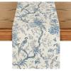 Artoid Mode Peacock Flower Chinoiserie Pompon Fall Table Runner, Seasonal Modern Kitchen Dining Table Decoration for Home Party Decor 13×72 Inch(Blue/White)