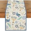 Artoid Mode Pigeon Olive Branch Hanukkah Menorah Table Runner, Seasonal Chanukah Kitchen Dining Table Decoration for Outdoor Home Party 13×72 Inch(Beige)