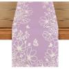 Artoid Mode Pink Bloom Flowers Butterfly Spring Table Runner, Seasonal Holiday Kitchen Dining Table Decoration for Home Party Indoor 13×72 Inch(Purple)