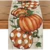Artoid Mode Polka Dot Pumpkins Vine Fall Table Runner, Seasonal Autumn Thanksgiving Kitchen Dining Table Decoration for Home Party Decor 13×72 Inch(Light-colored Wood)