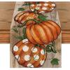 Artoid Mode Polka Dot Pumpkins Vine Fall Table Runner, Seasonal Autumn Thanksgiving Kitchen Dining Table Decoration for Home Party Decor 13×72 Inch(Wood)