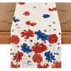 Artoid Mode Poppy Floral Bee 4th of July Patriotic Memorial Day Table Runner, Independence Day Kitchen Dining Table Decoration for Home Party Decor 13×72 Inch