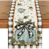 Artoid Mode Pumpkin Bow Buffalo Plaid Fall Table Runner,Seasonal Autumn Kitchen Dining Table Decoration for Home Party Decor 13×72 Inch(Black/Beige/Blue)