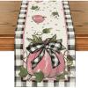 Artoid Mode Pumpkin Bow Buffalo Plaid Fall Table Runner,Seasonal Autumn Kitchen Dining Table Decoration for Home Party Decor 13×72 Inch(Black/Beige/Pink)