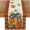 Artoid Mode Pumpkin Bow Buffalo Plaid Fall Table Runner,Seasonal Autumn Kitchen Dining Table Decoration for Home Party Decor 13×72 Inch(Black/Orange)