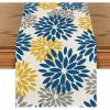 Artoid Mode Purple Dahlia Floral Pinnata Mardi Gras Table Runner, Carnival Seasonal Kitchen Dining Table Decoration for Home Party Decor 13×72 Inch(Blue/Yellow/Grey)