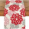 Artoid Mode Purple Dahlia Floral Pinnata Mardi Gras Table Runner, Carnival Seasonal Kitchen Dining Table Decoration for Home Party Decor 13×72 Inch(Red/Pink/Grey)