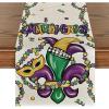 Artoid Mode Purple Green Orange Irises Masks Mardi Gras Table Runner, Seasonal Carnival Kitchen Dining Table Decoration for Home Party Decor 13×72 Inch(Purple)