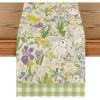 Artoid Mode Rabbits Ducks Floral Leaves Easter Table Runner, Seasonal Spring Kitchen Dining Table Decoration for Home Party Decor 13×72 Inch(Beige)
