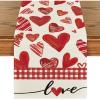 Artoid Mode Red Buffalo Plaid Love Heart Valentine’s Table Runner, Anniversary Kitchen Dining Table Decoration for Home Party Decor 13×72 Inch(Red)