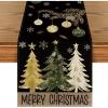 Artoid Mode Red Pine Trees Merry Christmas Table Runner, Winter Xmas Holiday Kitchen Dining Table Decoration for Home Party Decor 13×72 Inch(Black-gold)