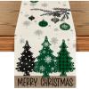 Artoid Mode Red Pine Trees Merry Christmas Table Runner, Winter Xmas Holiday Kitchen Dining Table Decoration for Home Party Decor 13×72 Inch(Green)