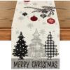 Artoid Mode Red Pine Trees Merry Christmas Table Runner, Winter Xmas Holiday Kitchen Dining Table Decoration for Home Party Decor 13×72 Inch(Grey)