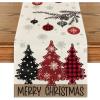 Artoid Mode Red Pine Trees Merry Christmas Table Runner, Winter Xmas Holiday Kitchen Dining Table Decoration for Home Party Decor 13×72 Inch(Red)