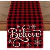 Artoid Mode Red and Black Buffalo Plaid Believe Table Runner, Seasonal Winter Christmas Holiday Kitchen Dining Table Decoration for Indoor Outdoor Home Party Decor 13 x 72 Inch(Red / Black)