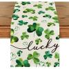 Artoid Mode Shamrock Lucky St. Patrick’s Day Table Runner, Spring Holiday Kitchen Dining Table Decor for Indoor Outdoor Home Party Decor 13 x 72 Inch(Green)