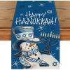 Artoid Mode Snowman Menorah Happy Hanukkah Table Runner, Chanukah Holiday Kitchen Dining Table Decoration for Home Party Decor 13×72 Inch