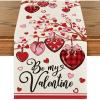 Artoid Mode Stripe Heart Valentine’s Table Runner, Be My Valentine Anniversary Kitchen Dining Table Decoration for Home Party Decor 13×72 Inch(Red)