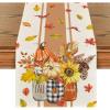 Artoid Mode Thankful Fall Pumpkin Leaves Floral Vases Table Runner, Autumn Thanksgiving Kitchen Dining Table Decoration for Home Party Decor 13×72 Inch(Orange/Beige)