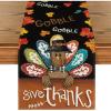 Artoid Mode Turkey Give Thanks Thanksgiving Table Runner, Seasonal Fall Autumn Kitchen Dining Table Decoration for Home Party Decor 13×72 Inch(Black)