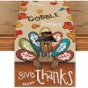 Artoid Mode Turkey Give Thanks Thanksgiving Table Runner, Seasonal Fall Autumn Kitchen Dining Table Decoration for Home Party Decor 13×72 Inch(Brown)