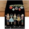Artoid Mode Watercolor Nutcrackers Xmas Balls Merry Christmas Table Runner, Seasonal Winter Holiday Kitchen Dining Table Decoration for Indoor Outdoor Home Party Decor 13 x 72 Inch(Black)