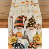 Artoid Mode Wood Gnomes Pumpkins Sunflower Leaves Fall Table Runner, Seasonal Autumn Kitchen Dining Table Decoration for Home Party Decor 13×72 Inch(Wood)