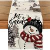 Artoid Mode Xmas Trees Let It Snow Blue Snowman Christmas Table Runner, Seasonal Winter Holiday Kitchen Dining Table Decoration for Home Party Decor 13×72 Inch(Black)