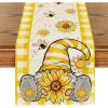 Artoid Mode Yellow Buffalo Plaid Sunflower Gnome Bee Summer Table Runner, Spring Kitchen Dining Table Decoration for Home Party Decor 13×72 Inch(Yellow)