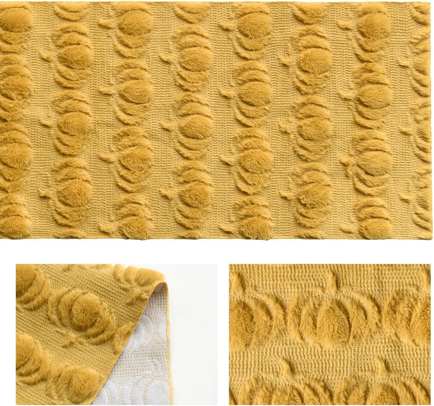 imageArtoid Mode Beige Soft Plush Faux Fur Jacquard Pumpkins Fall Table Runner Seasonal Autumn Kitchen Dining Table Decoration for Home Party Decor 13x72 InchGinger