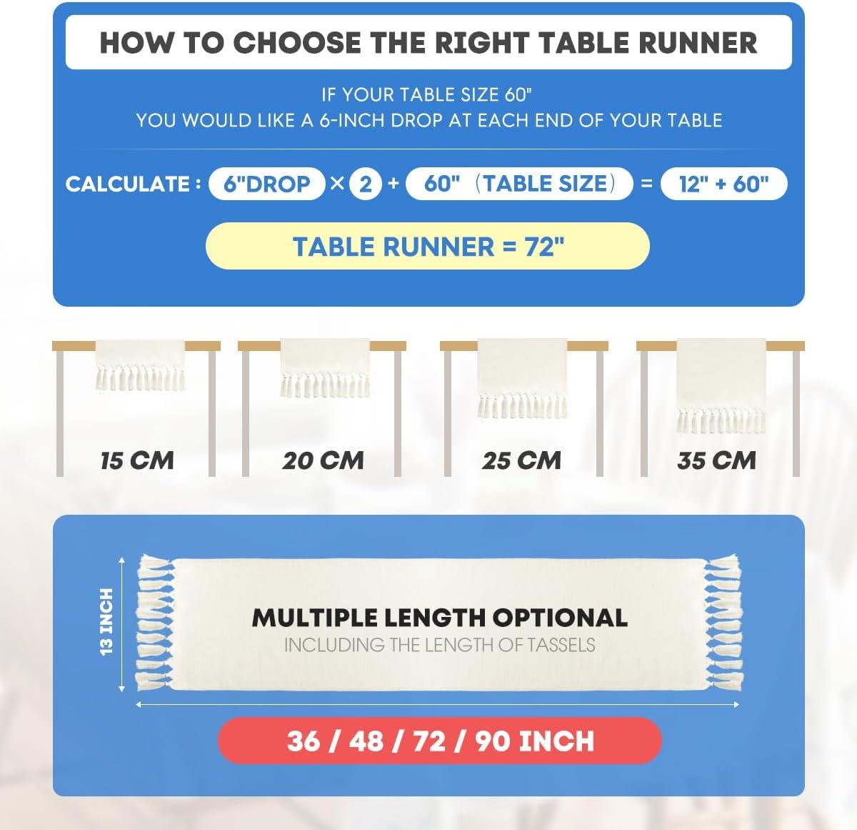 imageArtoid Mode Beige Tassel Table Runner Boho Linen Blend Rustic Farmhouse Style Kitchen Table Decoration Holiday Wedding Party Dinning Decor 13x72 InchBeige