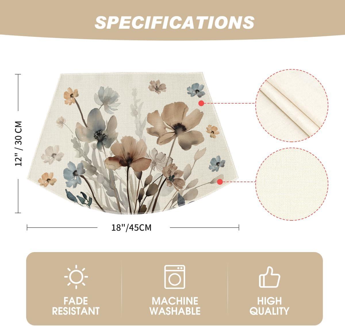 imageArtoid Mode Brown Poppy Floral Leaves Round Placemats Set of 415 Inch Seasonal Summer Table Mats for Party Kitchen Dining DecorationBeigeBrown